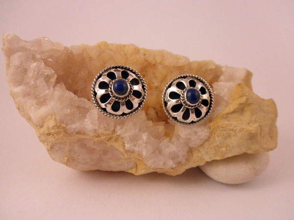 Sterling silver and Lapis lazuli earrings from India. Foto 1