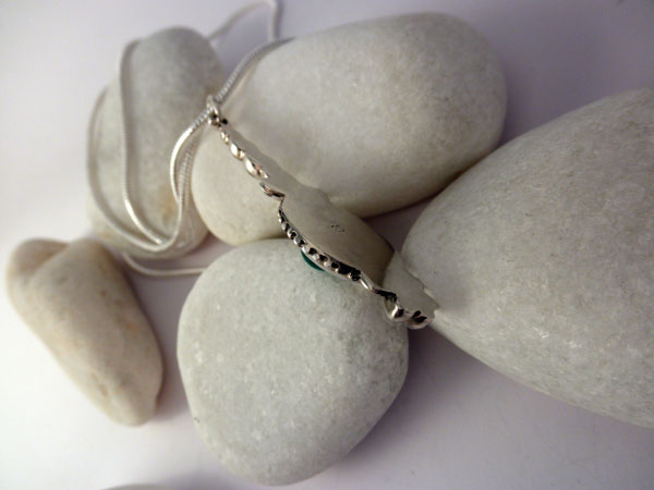 Ethnic Sterling silver and green Aventurine pendant. Foto 3