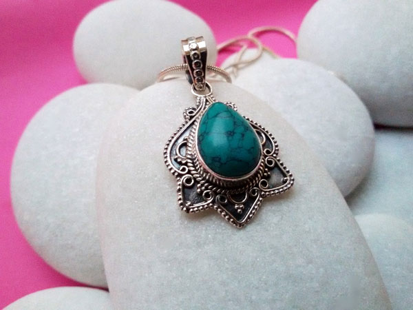 Turquoise and Sterling silver pendant.. Foto 2